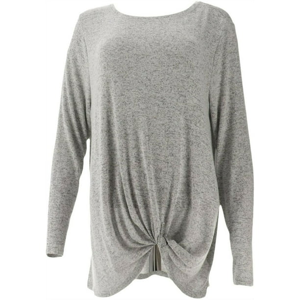AnyBody Loungewear Hacci Front Twist Top Black M NEW A349801